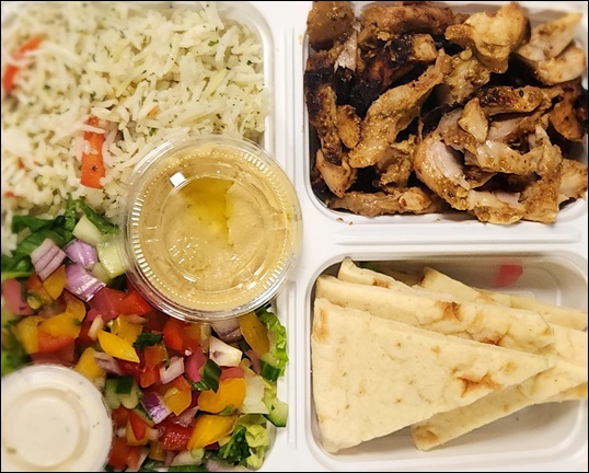 Chicken Shawarma Meal with Pita Bread and Salad